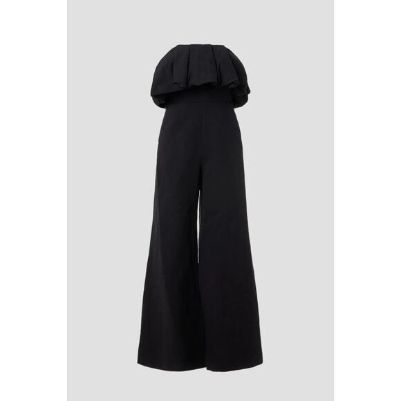 Jonathan Simkhai Jumpsuit Black 4 Puff Sleeveless Off The Shoulder Cotton Linen - Picture 5 of 16